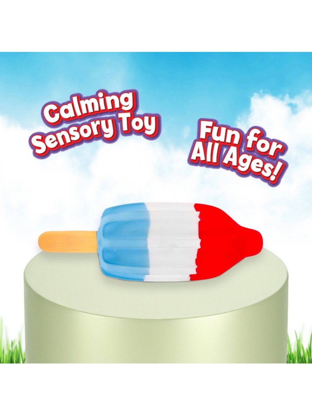 Sunny Days Squeeezy Americana Rocket Pop Fidget Toy Red White Blue Popsicle